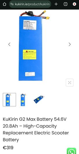 Kukirin G2 Max escooter battery 48V 20.8Ah