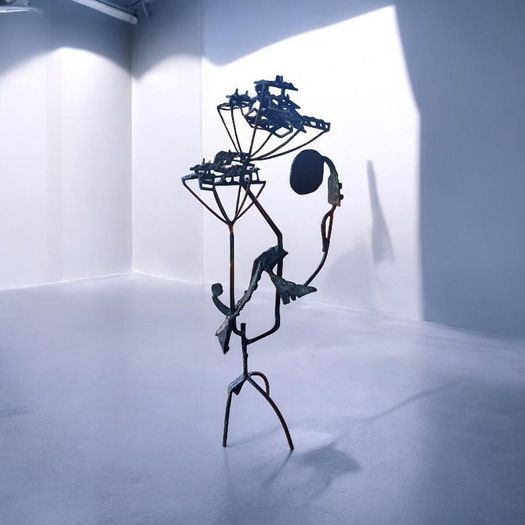 Brutalist metal sculpture, artist unknown, D18