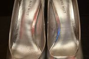 Nine West Silver Open Toed Wedge