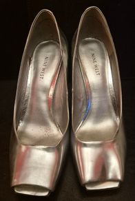 Nine West Silver Open Toed Wedge