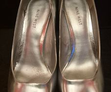 Nine West Silver Open Toed Wedge