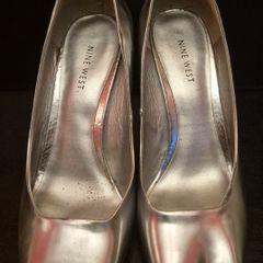 Nine West Silver Open Toed Wedge