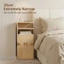 Set of 2 Slim Bedside Table with Open Cubbies and Cupboard Image 4