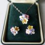 Vintage 925 Sterling Silver Harrods EARRINGS & NECKLACE, Harrods, polychrome painted porcelain. Image 2
