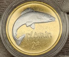 Ireland 1951 Florin 2 Shillings Gold and Silver Plated Coin
