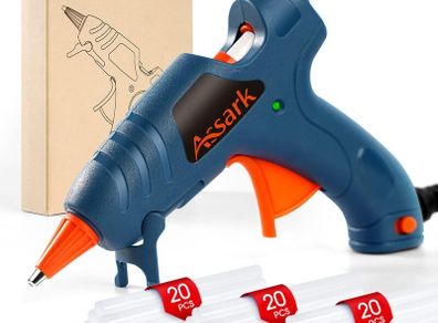 Hot Glue Gun Kit with 60 Glue Sticks(7mm x 130mm), 20W Fast Preheating Hot Melt, High Temp for School Crafts DIY Arts and Quick Home Repairs