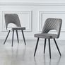 Velvet Dining Kitchen Chairs Grey, Cream, Boucle  Pink Black Legs Set of 2 Image 2