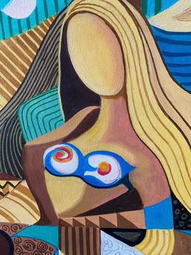 Rare N. S. Tayag Signed Painting on Canvas - Philippine Modernist / Cubist Style