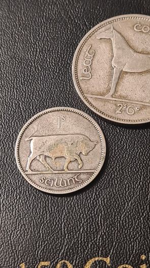 1940 Halfcrown+Shilling set, silver.