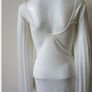 White tunic top, pleated angel wing long sleeves Image 2