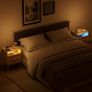 Bedside Rattan Tables Set of 2, Nightstand with Charging Station and LED Lights Image 7