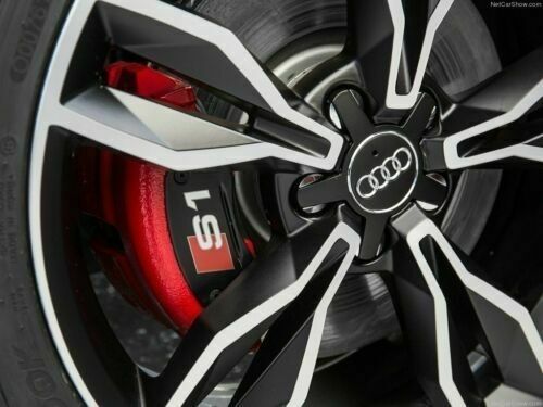 x4 Audi Alloy Gloss black 135mm 5 star spyder wheel Centre Caps