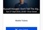 Russell howard tickets table