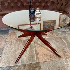 Danish Teak Spider Glass Topped Coffee Table 1960s