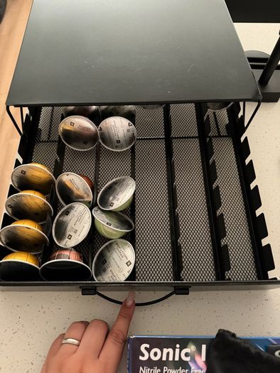 Nespresso Vertuo Coffee Machine with pods storage and leftover pods