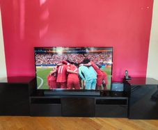 65" Toshiba 4K TV + LG Soundbar + Stand & Cabinets