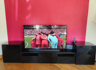 65" Toshiba 4K TV + LG Soundbar + Stand & Cabinets