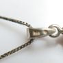 Vintage Sterling Silver 925 Genuine Black Jade and Zircon Necklace Pendant, length 18" - 4,5g Image 7