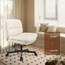 Velvet Desk Chair with Gravity Brake Wheels, Height Adjustable & Cross Legged Chair, Wide Padded Seat Swivel Computer Chair for Home/Office, Supports 136KG Image 5