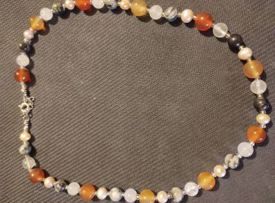 Semiprecious stones and sterling silver necklace