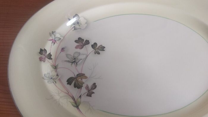 Lovely Vintage Set of Two Matching Graduated Platters by Johnson Bros in a Fabulous Floral and Foliage Pattern on a Lemon Yellow Banding, Priced as a Pair