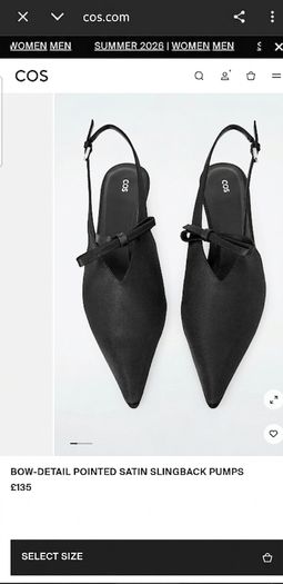 COS Runway Style: Satin Bow Slingbacks | Size 42 | Sold Out Everywhere