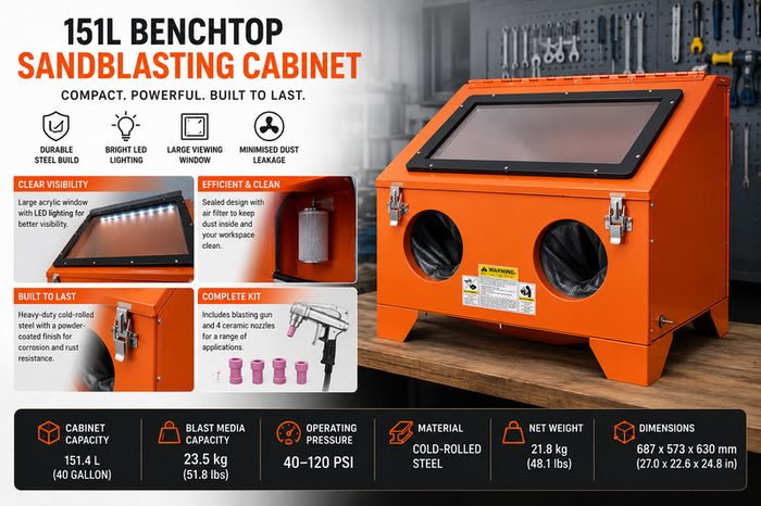 151L Benchtop Sandblasting Cabinet