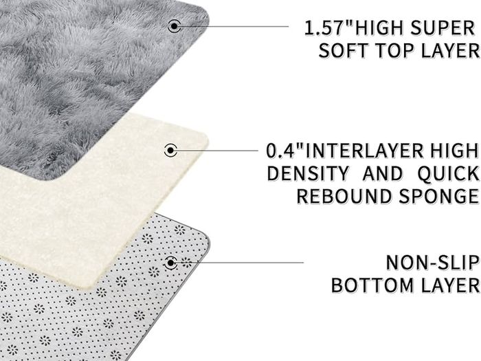 Rugs Living Room 120x160cm, Grey Area Rugs for Bedroom, Washable Anti Slip Extra Large Shaggy Soft Rug Fluffy Modern Floor Carpets Mat Beside Carpet for Kids Living Room