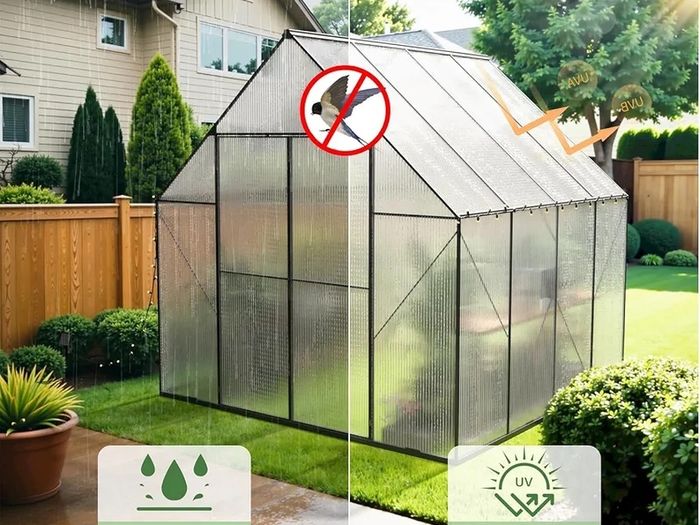 14 Pcs Polycarbonate Greenhouse Panels, 4mm | 10.25m | Double Wall Panels |121x60.5cm | Twin-Wall Panels, Polycarbonate Sheet for All Weather Outdoor Garden and Greenhouse Covering