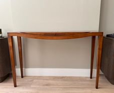 Solid wood walnut finish bow-front Console/ Hall Table