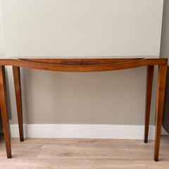 Solid wood walnut finish bow-front Console/ Hall Table
