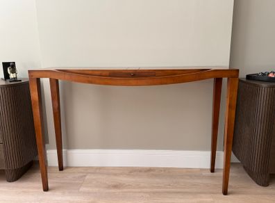 Solid wood walnut finish bow-front Console/ Hall Table