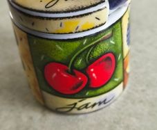 MSC Joie De Vivre Confiture Fruit Jam Jar Ceramic Canister with Lid & Spoon