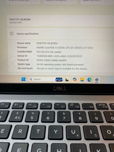 Dell Latitude 5410 i5 pro 16/256 win 11 pro