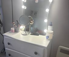 vanity table designed with lamp