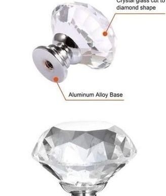 NEW 25Pcs Crystal Door Knob, 30MM Diamond Drawer Knobs Crystal Door Handles Diamond Pulls for Home Kitchen Office Chest Cabinet Drawer