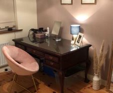 Solid wood mahogany desk with removable glass top