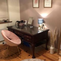 Solid wood mahogany desk with removable glass top