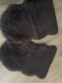 Grey Faux Fur Rugs Set of 2