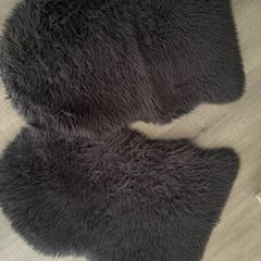 Grey Faux Fur Rugs Set of 2