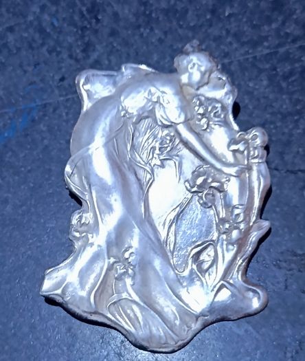 Large Art Nouveau sterling silver brooch