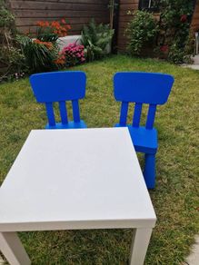 2 Ikea kids chairs and a table