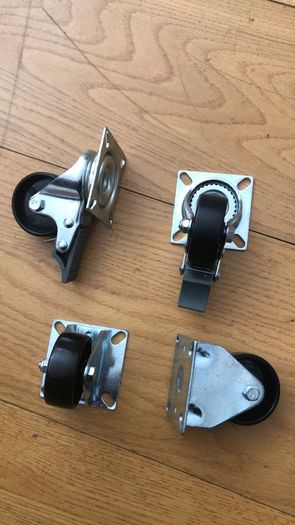 Castor Wheels with Brake Heavy Duty Swivel Wheels for Furniture 50mm + Screws 200KG