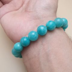 Natural Amazonite Gemstone Bracelet Aqua Green Gemstone Beads (11mm)