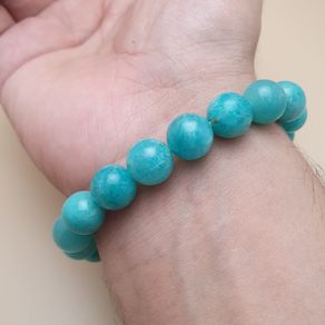 Natural Amazonite Gemstone Bracelet Aqua Green Gemstone Beads (11mm)