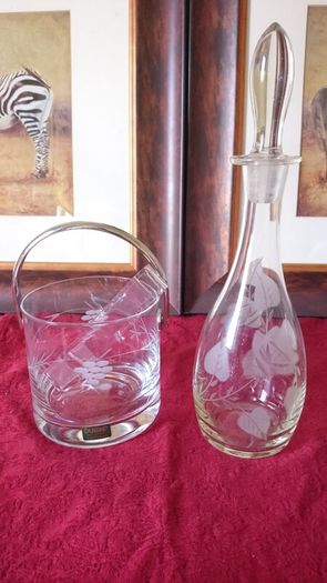 14 Piece Duiske Etched Wine Glasses, Ice Bucket And Decanter Set