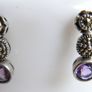 Vintage 925 Sterling Silver Amethyst and Marcasite Necklace and Earring Set Image 3