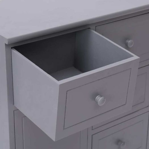 Sideboard with 10 Drawers Grey 113x30x79 cm Wood