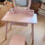 wooden vanity table pink Image 5