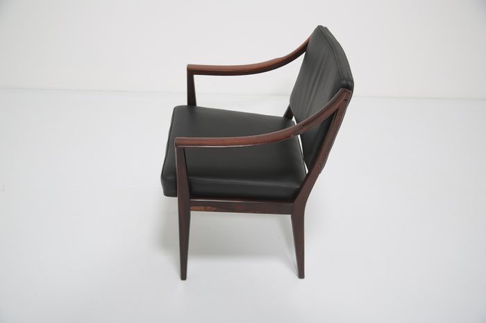 Vintage Rosewood and Black Leather Armchair by Karl Erik Ekselius for JOC Vetlanda, 1960s